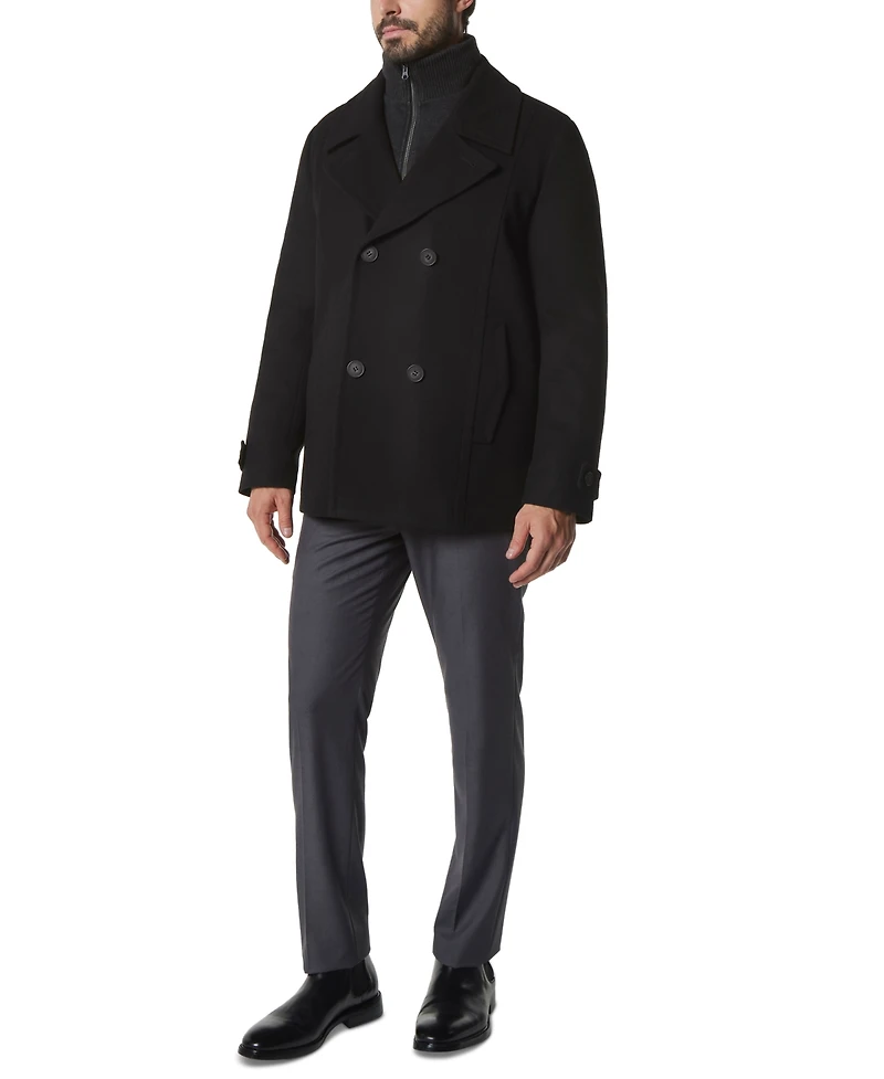 Marc New York Men's Danton Peacoat with Inset Bib