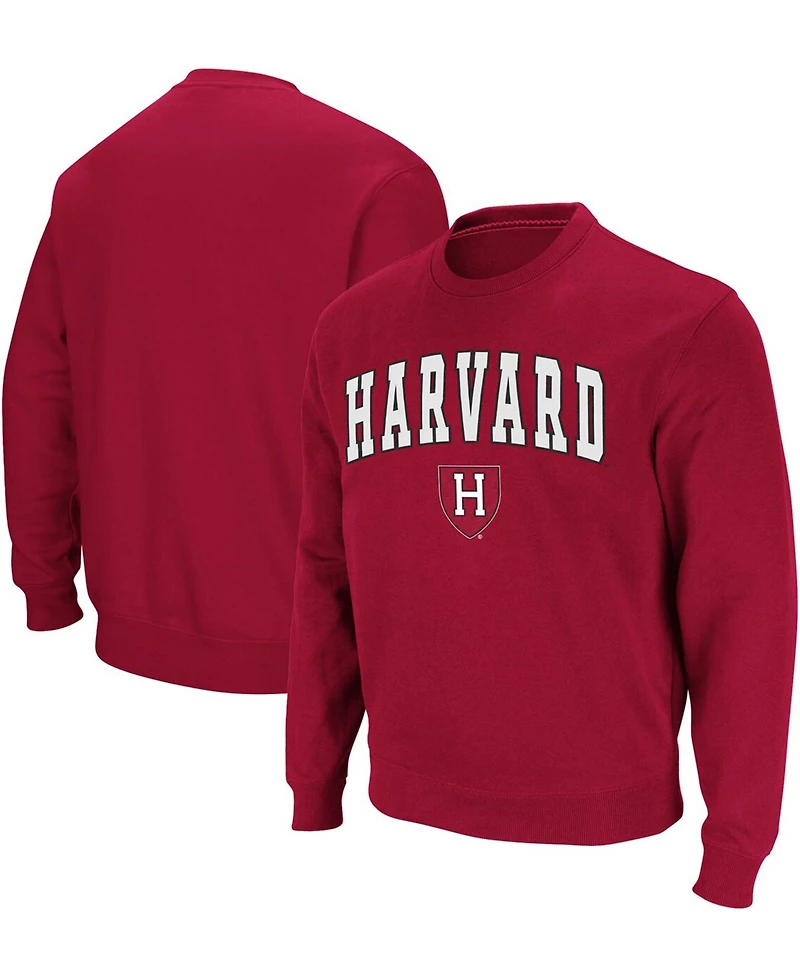 Colosseum Men's Harvard Crimson Team Arch & Logo Tackle Twill Pullover Sweatshirt