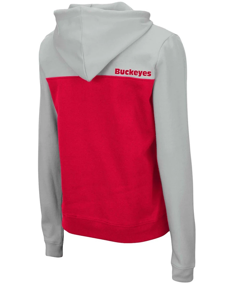 Women's Colosseum Gray, Scarlet Ohio State Buckeyes Aidan Lightweight 1/4-Zip Hoodie