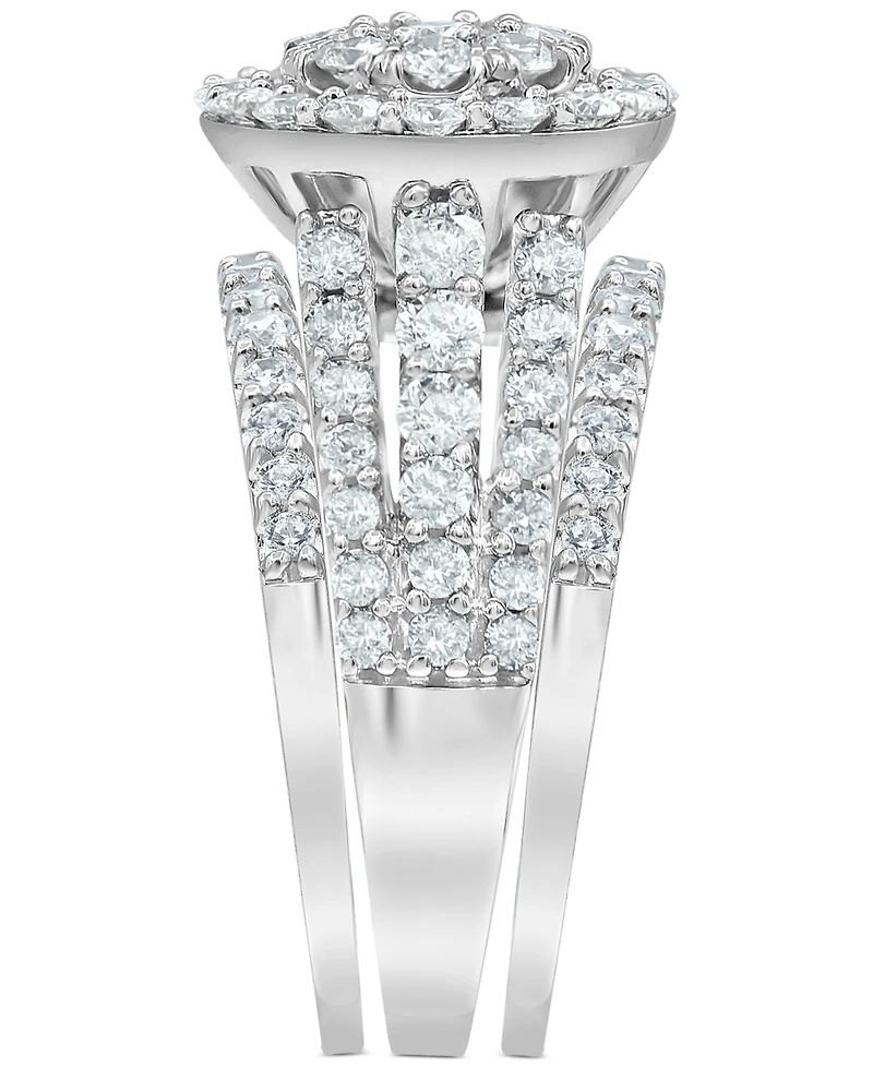 Diamond Halo Cluster Bridal Set (3 ct. t.w.) in 14k White Gold