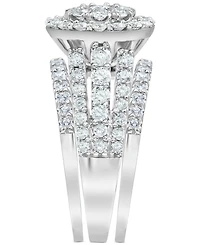 Diamond Halo Cluster Bridal Set (3 ct. t.w.) in 14k White Gold