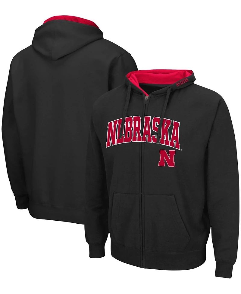 Men's Black Nebraska Huskers Arch Logo 3.0 Full-Zip Hoodie