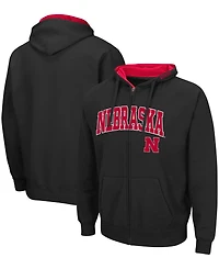 Men's Black Nebraska Huskers Arch Logo 3.0 Full-Zip Hoodie