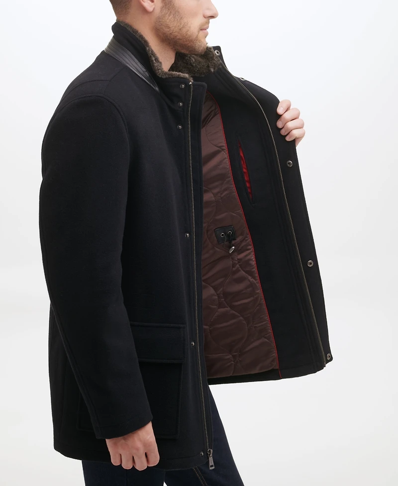 Cole Haan Men's Wool Plush Car Coat