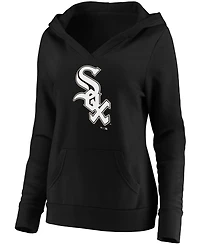 Plus Black Chicago White Sox Official Logo Crossover V-Neck Pullover Hoodie