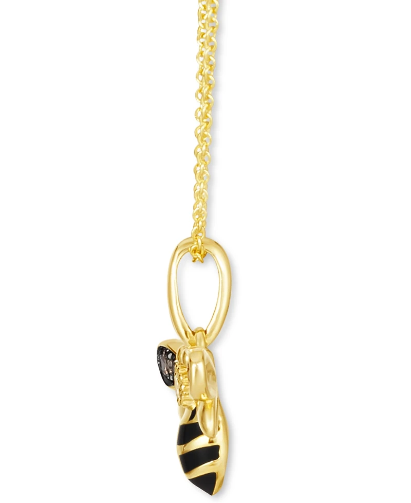 Le Vian Diamond (1/8 ct. t.w.) & Black Enamel Bee 18" Pendant Necklace in 14k Gold