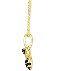 Le Vian Diamond (1/8 ct. t.w.) & Black Enamel Bee 18" Pendant Necklace in 14k Gold