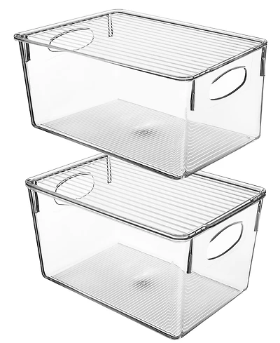 Sorbus Large Plastic Storage Bins with Lids - for Kitchen Organization, Pantry/Storage Organizers, Fridge Organizer - Clear Storage Bins (2 pack)