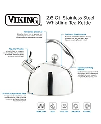 Viking Stainless Steel 2.6-Quart Black Tea Kettle with Copper Handle