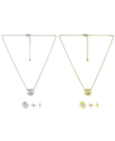Giani Bernini Cubic Zirconia Heart Cluster Disc Pendant Necklace Stud Earrings Jewelry Collection Created For Macys