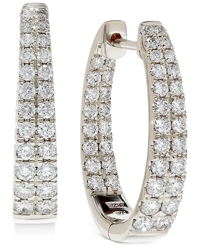Diamond Graduated In & Out Hoop Earrings (1-1/2 ct. t.w.) in 14k White or Yellow Gold