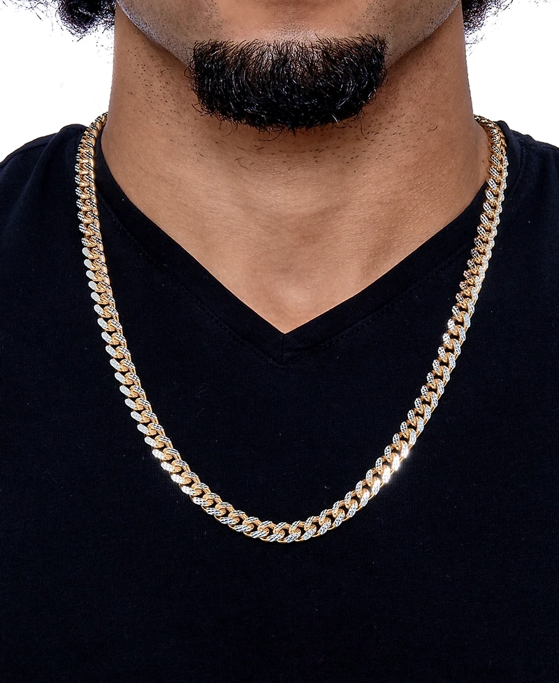 24" Men's Two-Tone Cuban Link Chain Necklace in 14k Gold-Plated Sterling Silver and Sterling Silver