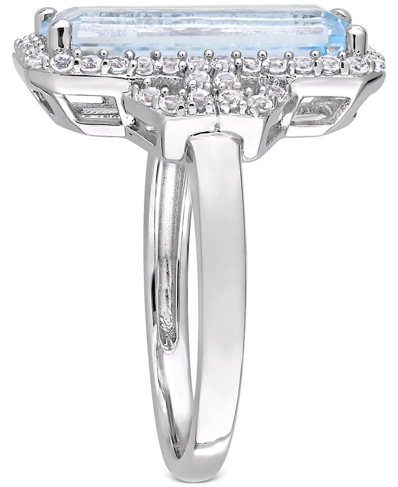 Blue Topaz (3-3/4 ct. t.w.) & White (1/2 Statement Ring Sterling Silver