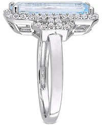 Blue Topaz (3-3/4 ct. t.w.) & White (1/2 Statement Ring Sterling Silver