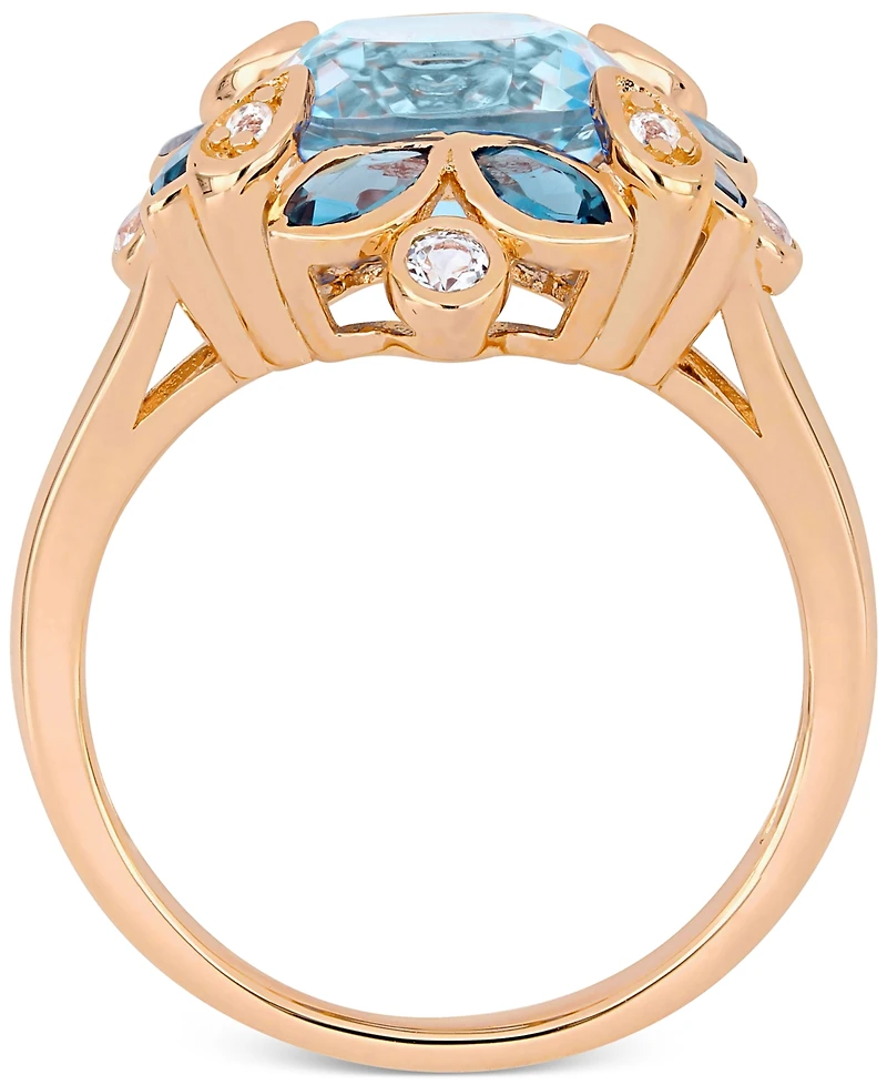 Blue Topaz (4-1/2 ct. t.w.) & White (1/5 Ring 18k Rose Gold-Plated Sterling Silver