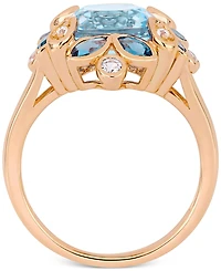 Blue Topaz (4-1/2 ct. t.w.) & White (1/5 Ring 18k Rose Gold-Plated Sterling Silver