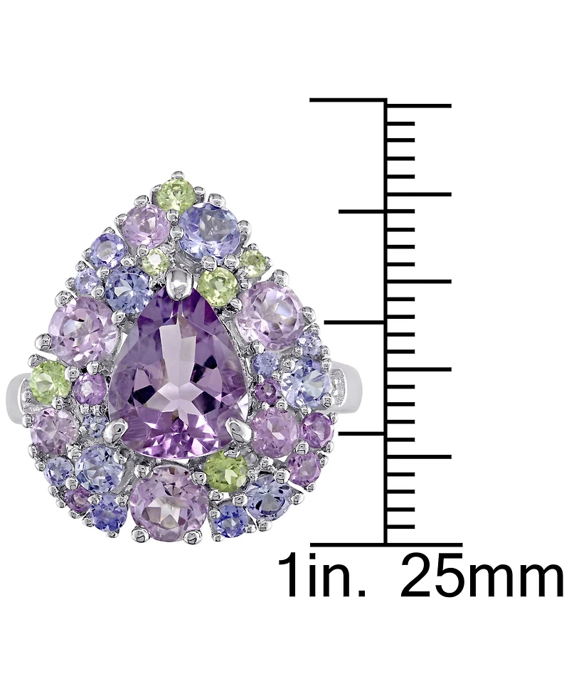 Multi-Gemstone (4-1/3 ct. t.w.) & Diamond Accent Teardrop Cluster Ring Sterling Silver