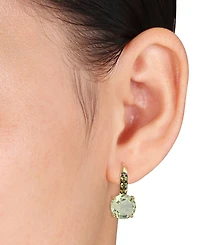 Green Quartz (11-5/8 ct. t.w.) & Peridot (3/4 ct. t.w.) Leverback Drop Earrings in 18k Gold-Plated Sterling Silver