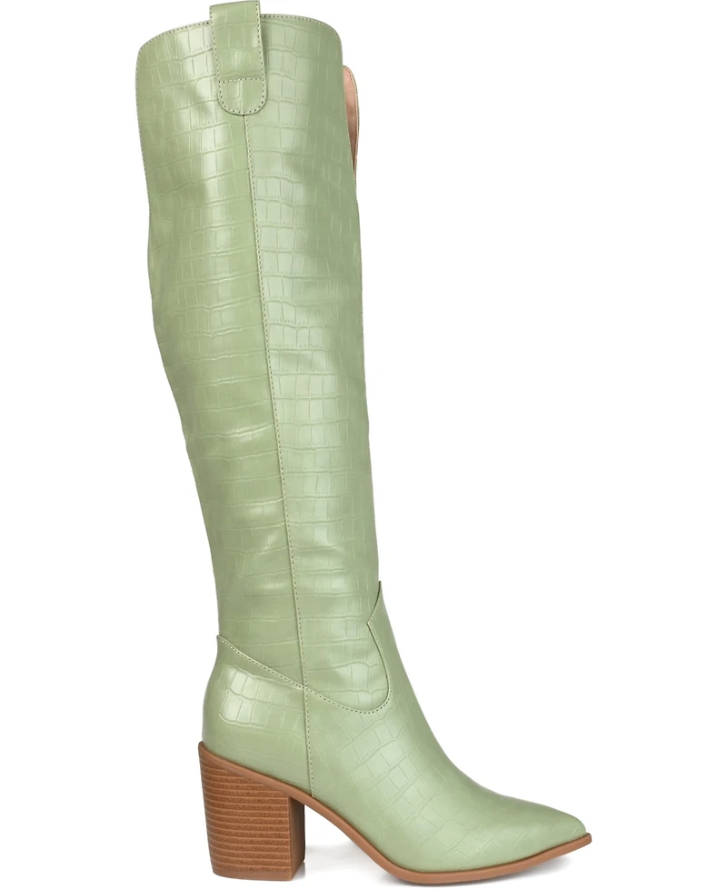 Journee Collection Women's Therese Wide Width Calf Block Heel Knee High Dress Boots