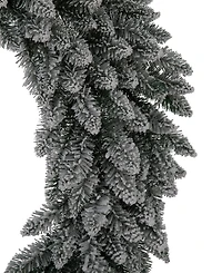 Glitzhome Oversized Pre-Lit Snow Flocked Christmas Wreath with 60 Warm White Lights, 36" D