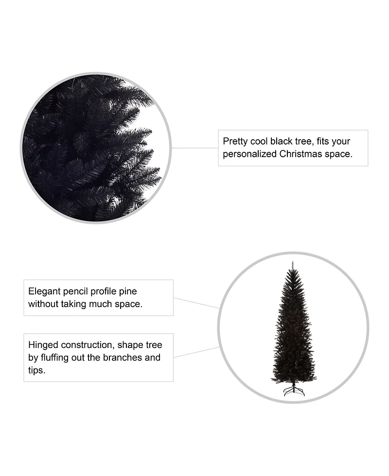 Glitzhome Black Tinsel Artificial Christmas Tree, 7.5'