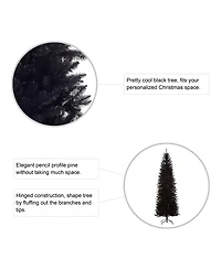 Glitzhome Black Tinsel Artificial Christmas Tree, 7.5'