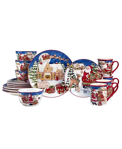 Santa's Workshop 16 Piece Dinnerware Set