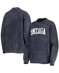 Women's Navy Gonzaga Bulldogs Comfy Cord Vintage-Like Wash Basic Arch Pullover Sweatshirt