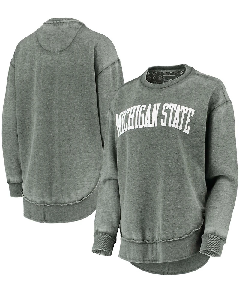 Women's Green Michigan State Spartans Vintage-Like Wash Pullover Sweatshirt