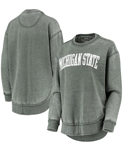 Women's Green Michigan State Spartans Vintage-Like Wash Pullover Sweatshirt