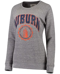 Women's Heathered Gray Auburn Tigers Edith Vintage-Like Knobi Pullover Sweatshirt