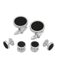 Men's Resin Tuxedo in Stainless Steel Stud and Cufflink Set - 3 Pieces