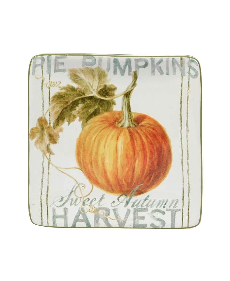 Certified International Autumn Harvest Canape Square Plate, Set of 4