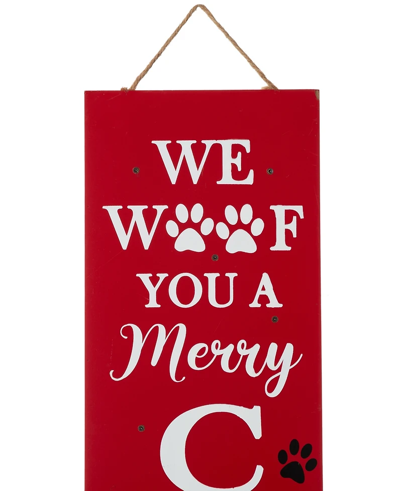 Glitzhome Lighted Wooden Pet "Christmas" Porch Sign, 42"