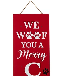 Glitzhome Lighted Wooden Pet "Christmas" Porch Sign, 42"