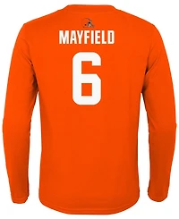 Big Boys Baker Mayfield Orange Cleveland Browns Mainliner Player Name and Number Long Sleeve T-shirt