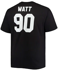 Men's Big and Tall T.j. Watt Black Pittsburgh Steelers Player Name Number T-shirt