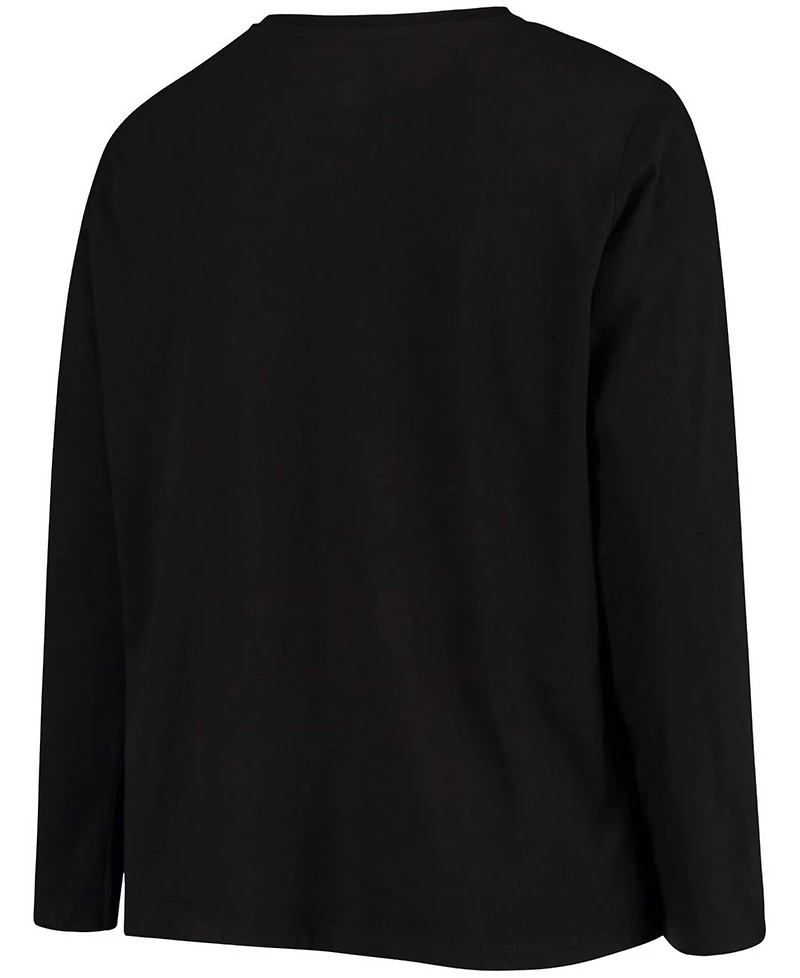 Women's Plus Size Black Las Vegas Raiders Primary Logo Long Sleeve T-shirt
