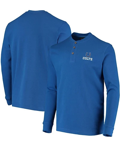 Men's Royal Indianapolis Colts Maverick Thermal Henley Long Sleeve T-shirt