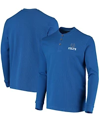 Men's Royal Indianapolis Colts Maverick Thermal Henley Long Sleeve T-shirt