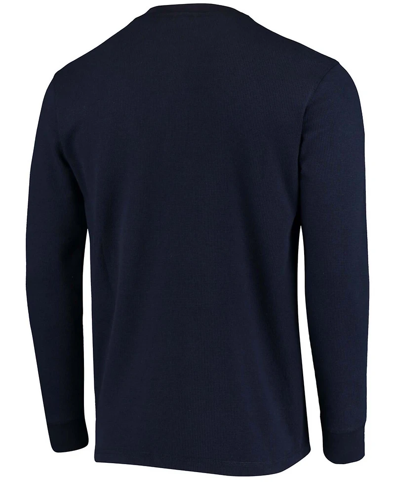 Men's Navy New England Patriots Maverick Thermal Henley Long Sleeve T-shirt
