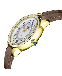 GV2 Women's Astor Ii Brown Leather Swiss Quartz Strap Watch 36mm