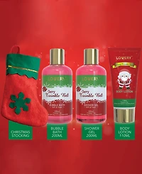 Lovery Cherry Twinkle Bell Christmas Gift Set, Bath and Body Care Package, 8 Piece