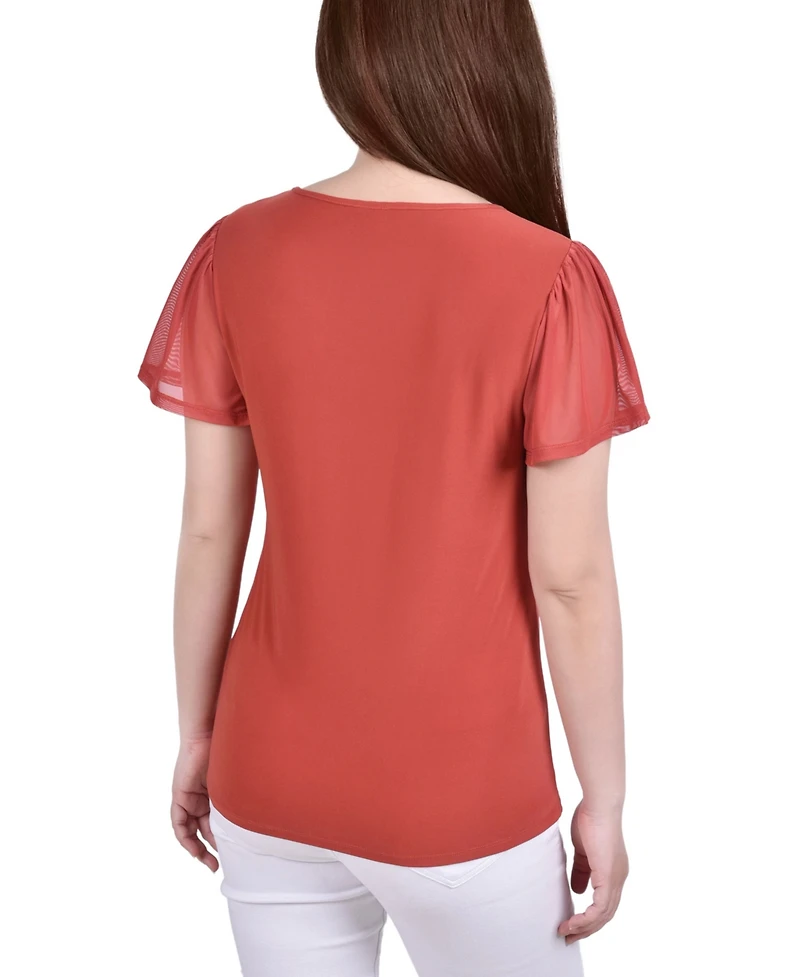 Women's Studded Top with Mesh Details