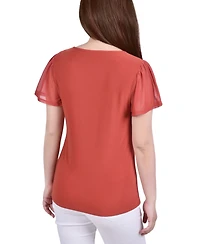 Women's Studded Top with Mesh Details