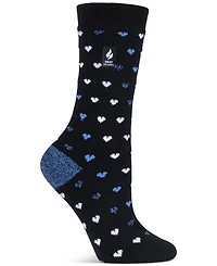 Heat Holders Women's Ultra Lite Orchid Hearts Crew Socks