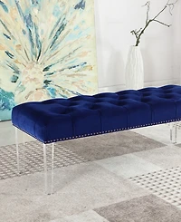 Thomas Suede Upholstered Tufted Bench with Acrylic Legs
