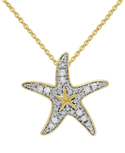 Diamond Starfish 18" Pendant Necklace (1/10 ct. t.w.) in 14k Gold-Plated Sterling Silver