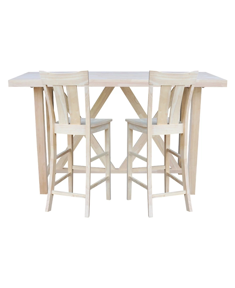 Bar Height Table with 2 Splat Back Bar Stool Set, 3 Piece
