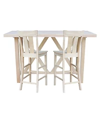 Bar Height Table with 2 Splat Back Bar Stool Set, 3 Piece